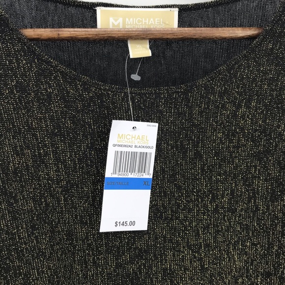 MICHAEL KORS Black Gold Sparkle Sweater X-LargeNWT - Picture 4 of 6